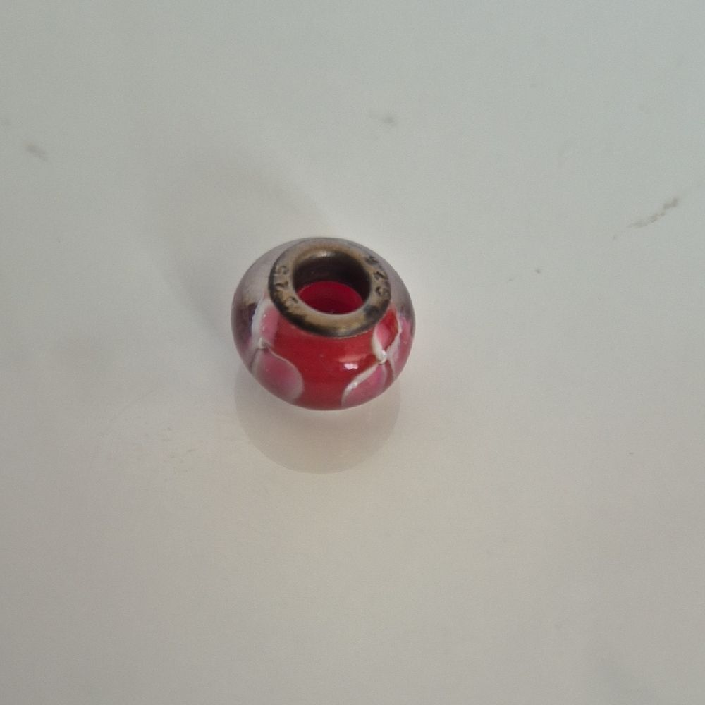 Chic Red and Silver Murano 925 Bead Charm
